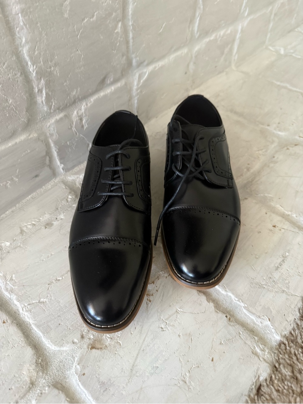 Stacy Adams Black Cap-Toe Derby Dress Shoes